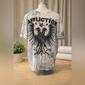 Affliction White and Black Eagle Graphic Tee